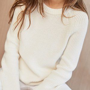 Jenni Kayne Cotton Fisherman Sweater Ivory